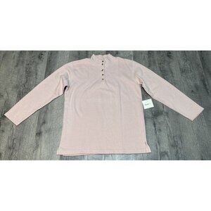 Parisian Works Henley Knit Sweater Mens Medium Pink Mock Neck Button Y2K NEW